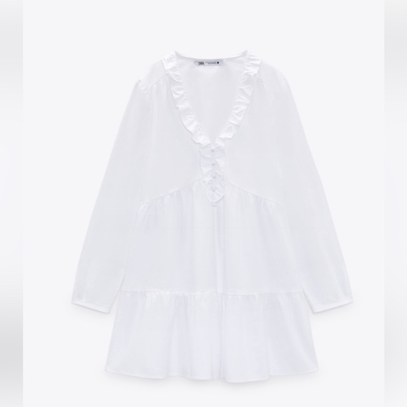 Zara white tiered oxford dress - Picture 3 of 8